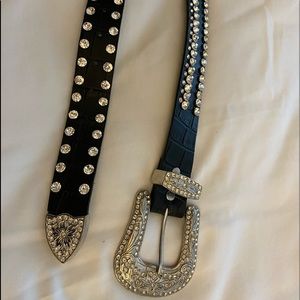 Black silver studded belt